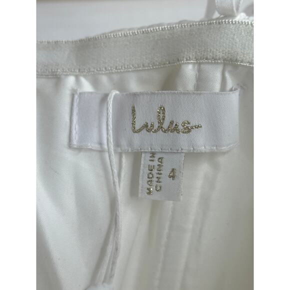 Lulus New! White Beaded Embroidered Strapless Gown Long Slit Bridal Wedding 4 - Picture 4 of 8